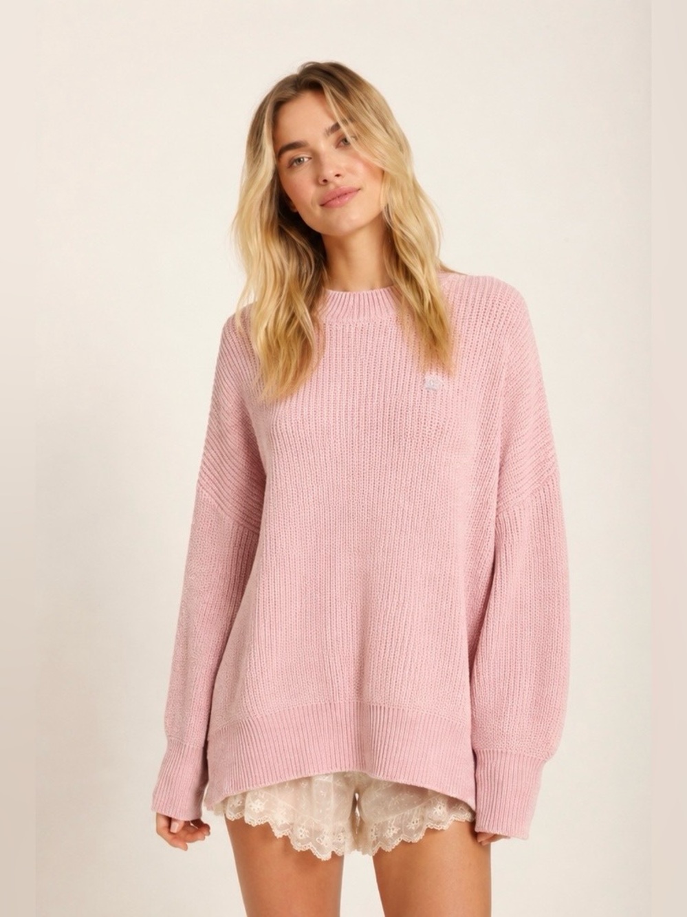 PINK Victoria's Secret Light Pink Chenille Crewneck Tunic Sweater Size Medium